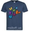Мужская футболка Разноцветные Бабочки Темно-синий фото