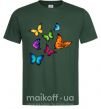 Мужская футболка Разноцветные Бабочки Темно-зеленый фото
