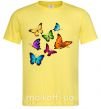 Мужская футболка Разноцветные Бабочки Лимонный фото