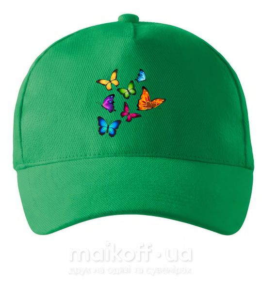 Кепка Разноцветные Бабочки Зеленый фото