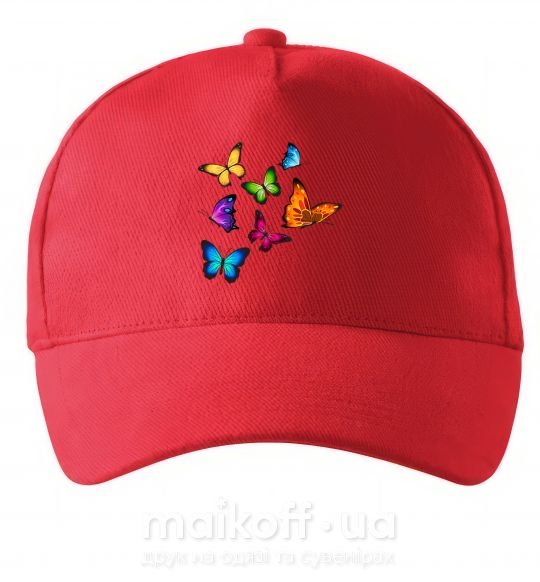 Кепка Разноцветные Бабочки Красный фото