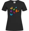 Женская футболка Різнокольорові метелики Черный Женская футболка Різнокольорові метелики Черный фото