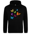 Жіноча толстовка (худі) Різнокольорові метелики Чорний Жіноча толстовка (худі) Різнокольорові метелики Чорний фото