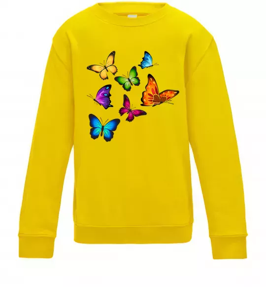 Детский Свитшот Різнокольорові метелики Солнечно желтый фото