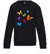 Детский Свитшот Різнокольорові метелики Черный фото