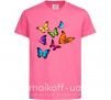 Дитяча футболка Разноцветные Бабочки Яскраво-рожевий фото
