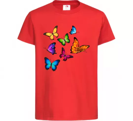 Дитяча футболка Різнокольорові метелики Червоний фото