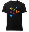 Чоловіча преміум футболка Різнокольорові метелики Чорний фото