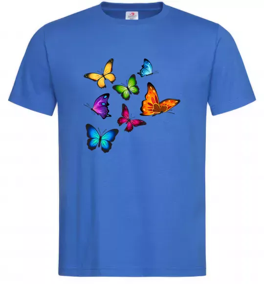 Мужская футболка Різнокольорові метелики Ярко-синий фото