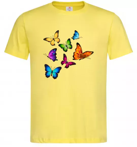 Мужская футболка Різнокольорові метелики Лимонный фото