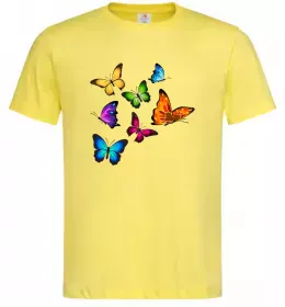 Мужская футболка Різнокольорові метелики Лимонный фото