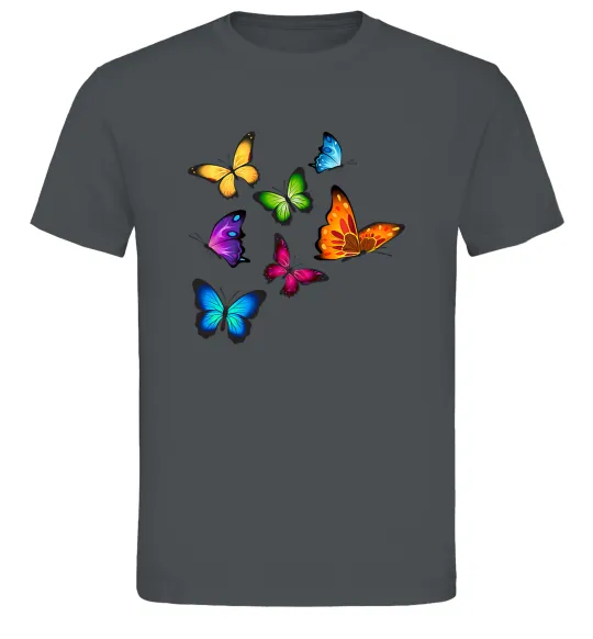 Мужская футболка Різнокольорові метелики Графит фото