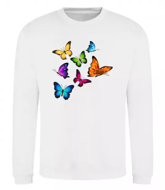 Світшот Різнокольорові метелики Білий фото