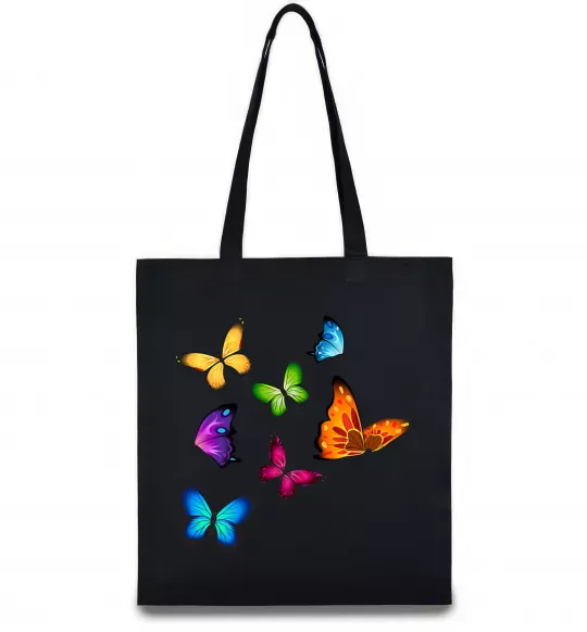 Эко-сумка Різнокольорові метелики Черный фото