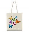 Эко-сумка Разноцветные Бабочки Бежевый фото