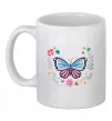 Чашка керамічна Метелики в квітах Білий Чашка керамічна Метелики в квітах Білий фото