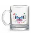 Чашка стеклянная Бабочки в Цветах Прозрачный фото