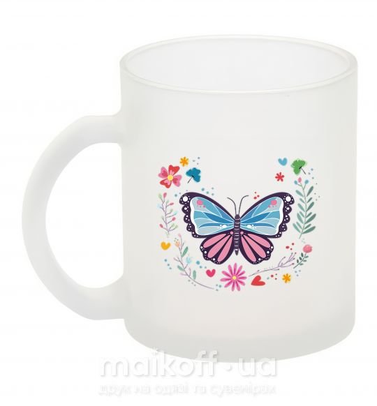 Чашка скляна Бабочки в Цветах Фроузен фото
