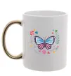 Чашка с цветной ручкой Метелики в квітах Золото фото