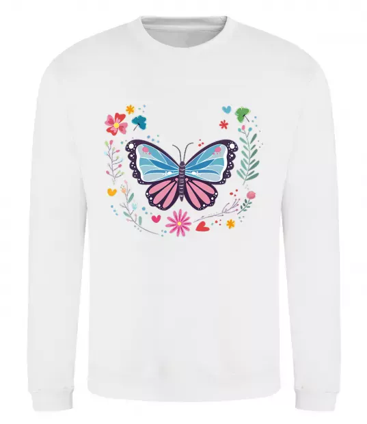 Свитшот Метелики в квітах Белый фото