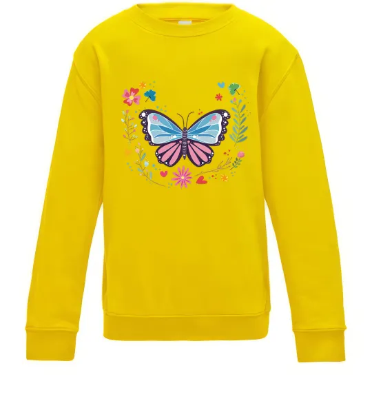 Детский Свитшот Метелики в квітах Солнечно желтый фото