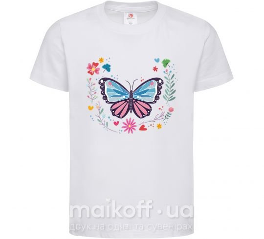 Детская футболка Бабочки в Цветах Белый фото