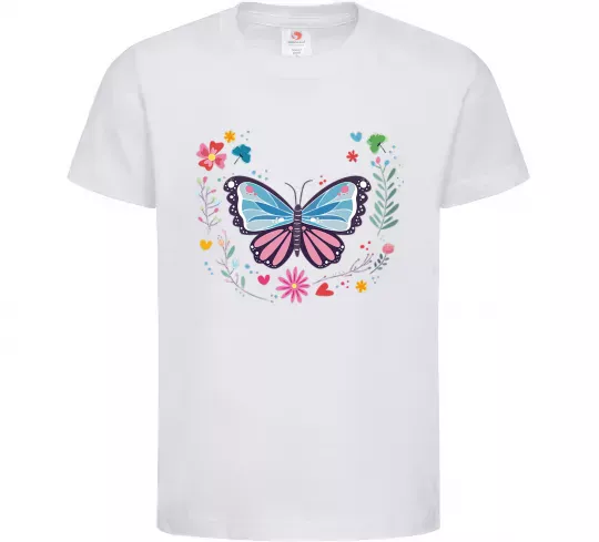 Детская футболка Метелики в квітах Белый фото