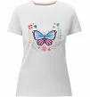 Женская премиум футболка Метелики в квітах Белый фото