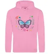 Мужская толстовка (худи) Метелики в квітах Розовый фото