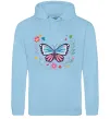 Мужская толстовка (худи) Метелики в квітах Голубой фото