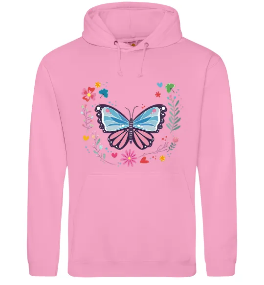 Женская толстовка (худи) Метелики в квітах Розовый фото