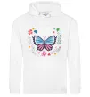 Женская толстовка (худи) Метелики в квітах Белый фото