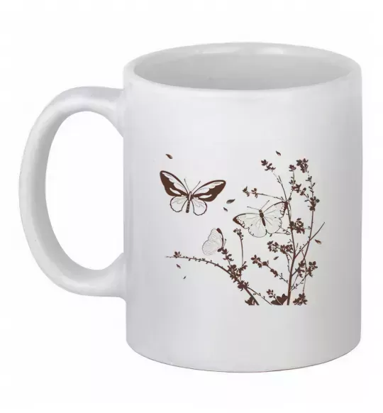 Чашка керамическая Метелики на гілках Белый фото