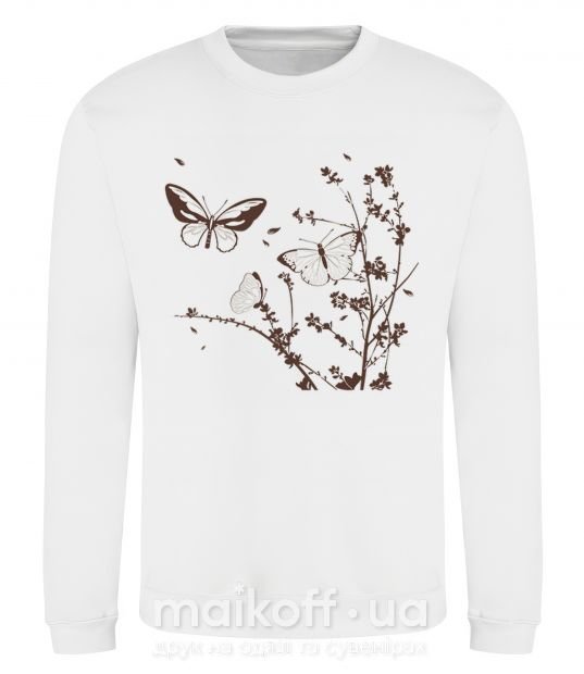 Свитшот Бабочки в Ветвях Белый фото