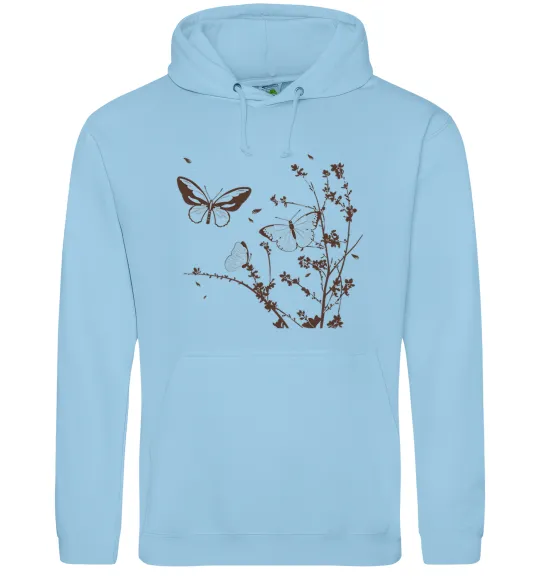 Жіноча толстовка (худі) Метелики на гілках Блакитний фото