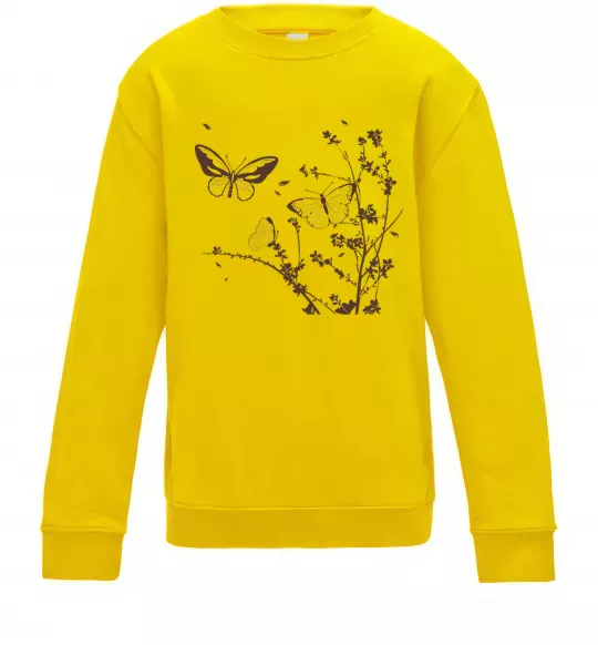 Дитячий світшот Метелики на гілках Сонячно жовтий фото