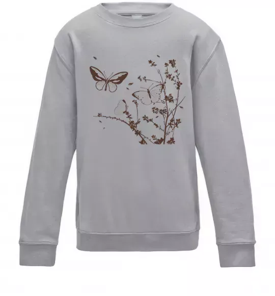 Дитячий світшот Метелики на гілках Сірий меланж фото