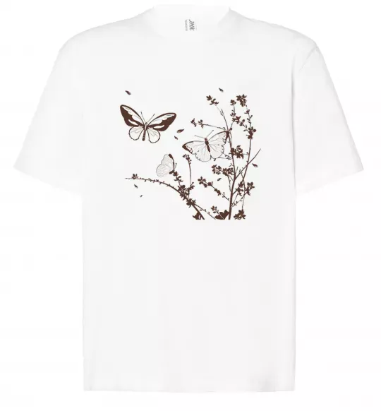 Футболка Оверсайз Метелики на гілках Білий фото