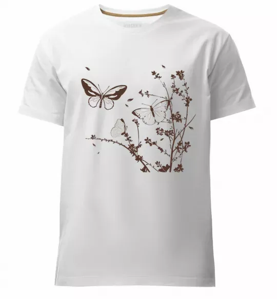 Чоловіча преміум футболка Метелики на гілках Білий фото