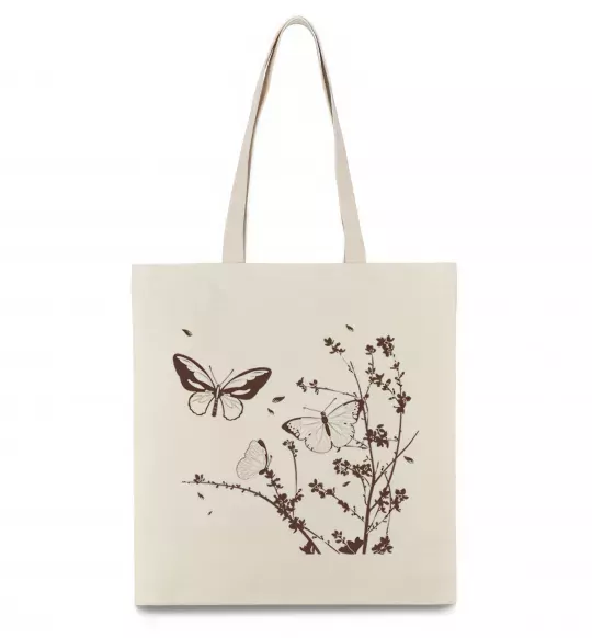 Эко-сумка Метелики на гілках Бежевый фото