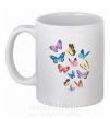 Чашка керамическая Разные бабочки Белый фото