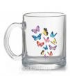 Чашка стеклянная Разные бабочки Прозрачный фото