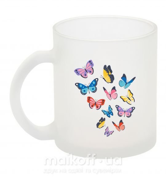 Чашка стеклянная Разные бабочки Фроузен фото