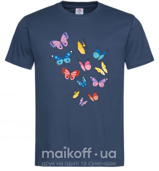 Мужская футболка Разные бабочки Темно-синий фото