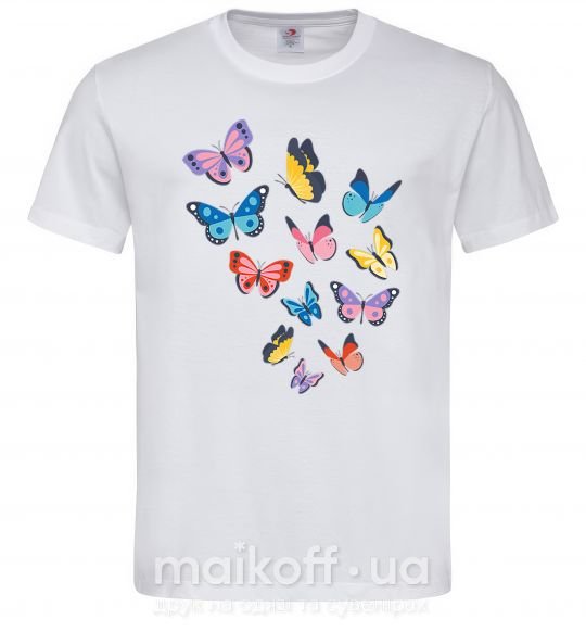 Мужская футболка Разные бабочки Белый фото