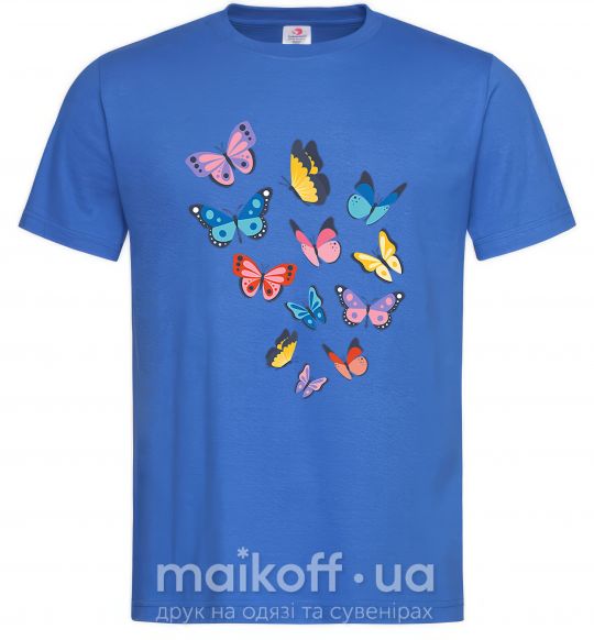Мужская футболка Разные бабочки Ярко-синий фото