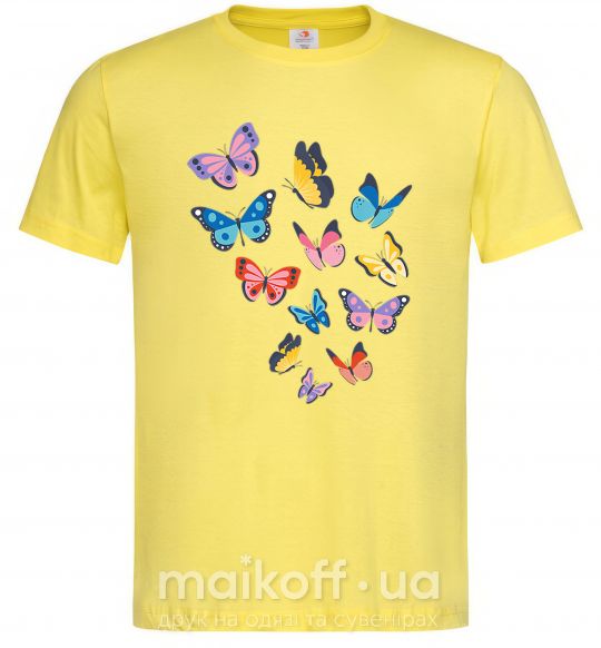 Мужская футболка Разные бабочки Лимонный фото