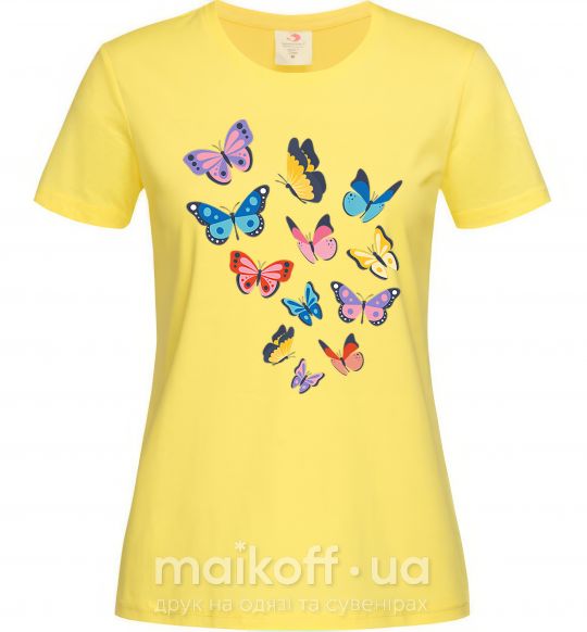 Жіноча футболка Разные бабочки Лимонний фото