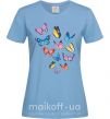 Жіноча футболка Разные бабочки Блакитний фото