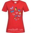 Жіноча футболка Разные бабочки Червоний фото